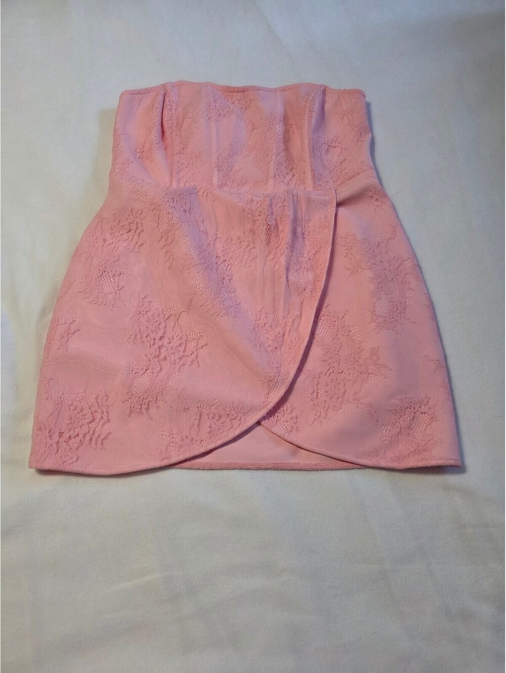 Blush Pink Lace Overlay Strapless Mini Skirt/Top
